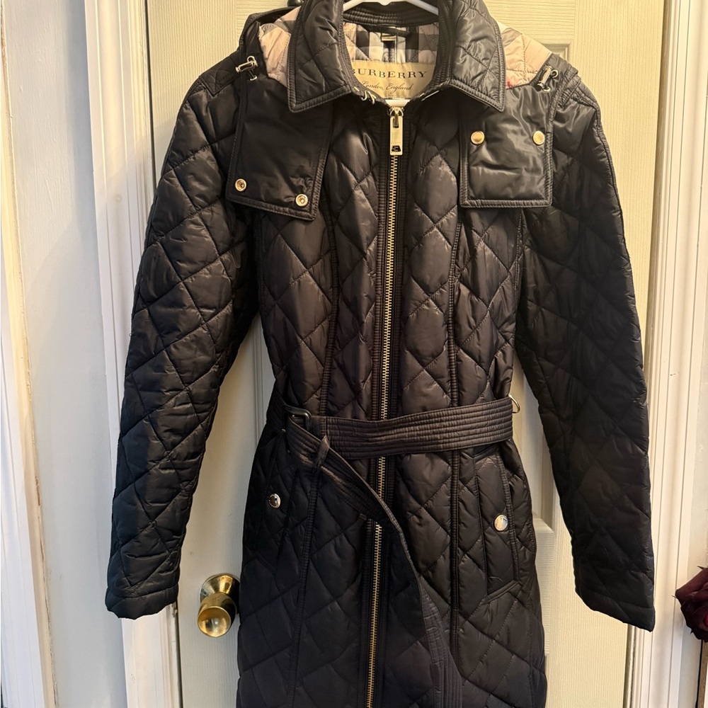 Burberry Black Quilted Trench Coat